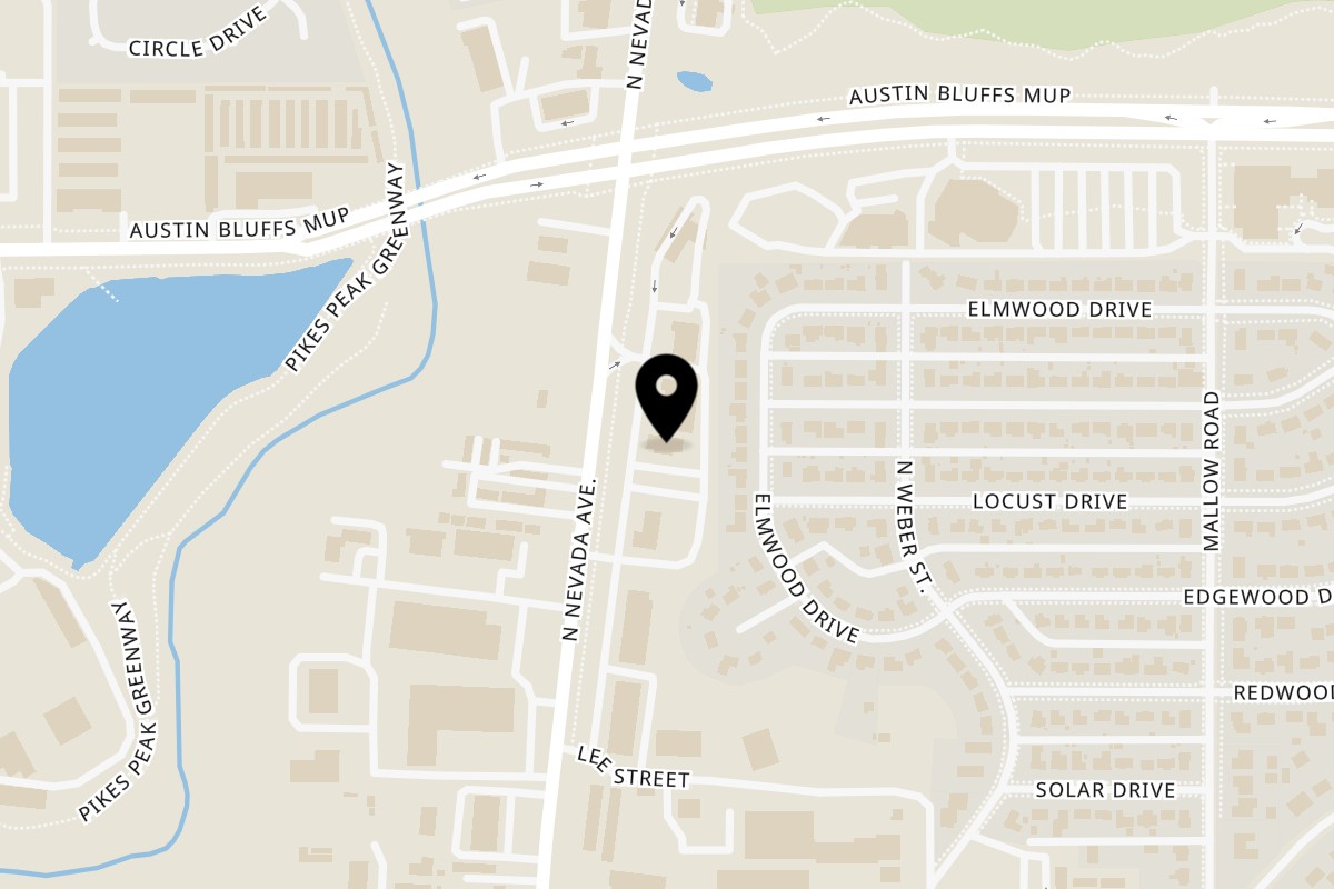Map showing the location of La Casita Mexican Grill Nevada on 4295 N Nevada Ave in Colorado Springs