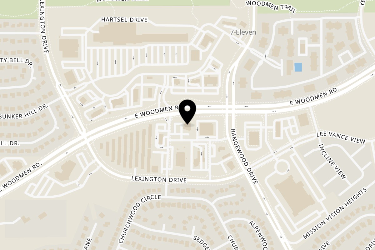 Map showing the location of La Casita Mexican Grill Woodmen on 3725 E Woodmen Rd in Colorado Springs
